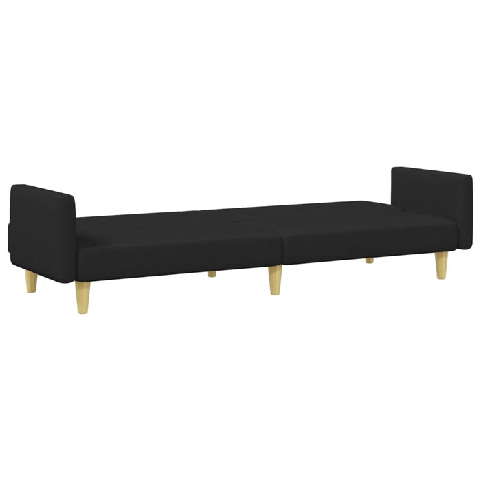 2-Seater Sofa Bed With Footstool Black Fabric Txolxap