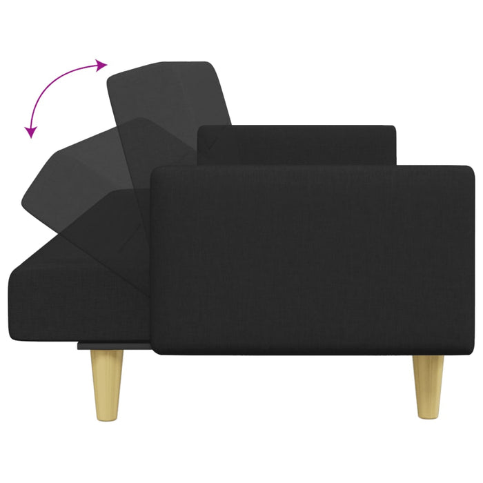 2-Seater Sofa Bed With Footstool Black Fabric Txolxap