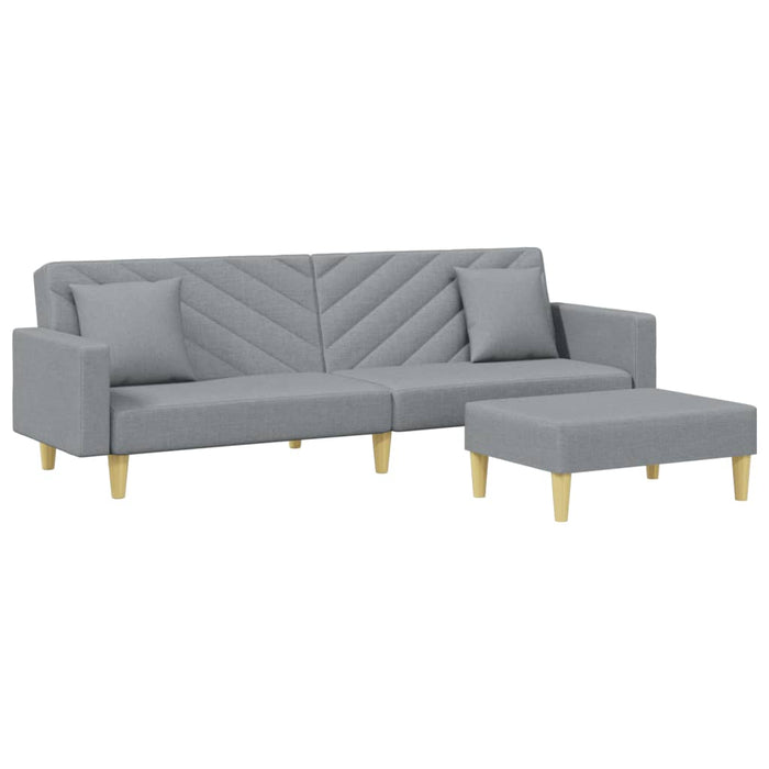 2-Seater Sofa Bed With Pillows And Footstool Light Grey Fabric Txolxpn