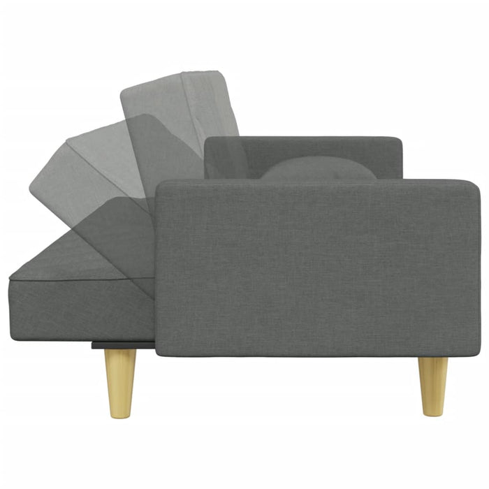 2-Seater Sofa Bed With Pillows And Footstool Dark Grey Fabric Txolxpk