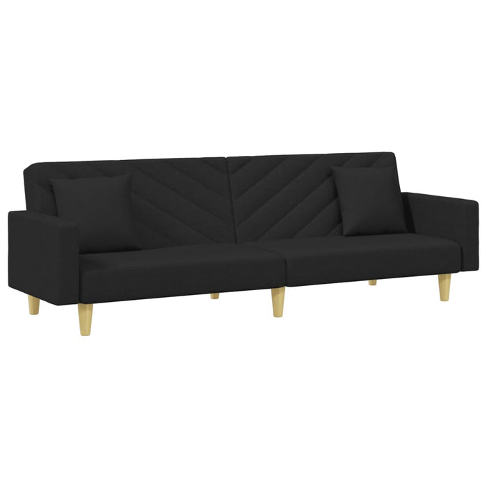 2-Seater Sofa Bed With Pillows And Footstool Black Fabric Txolxlb