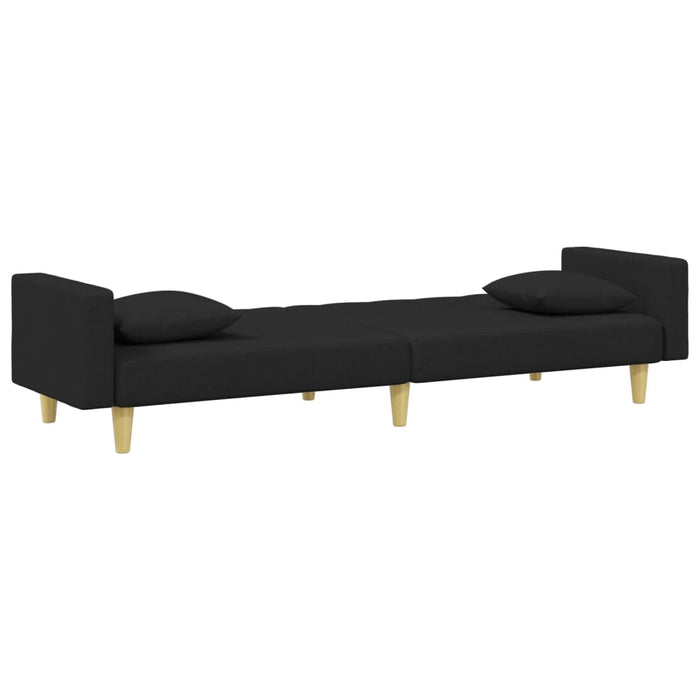 2-Seater Sofa Bed With Pillows And Footstool Black Fabric Txolxlb