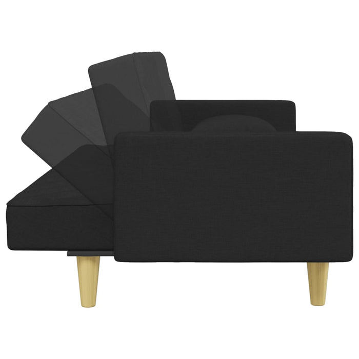 2-Seater Sofa Bed With Pillows And Footstool Black Fabric Txolxlb