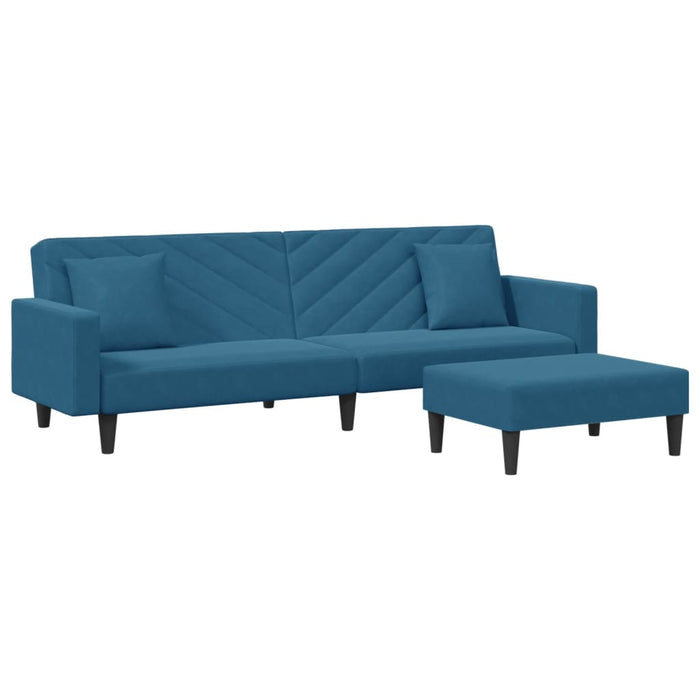 2 Piece Sofa Set With Pillows Blue Velvet Txolxli