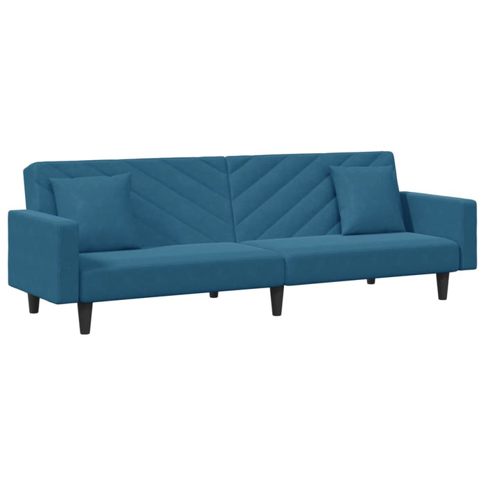 2 Piece Sofa Set With Pillows Blue Velvet Txolxli