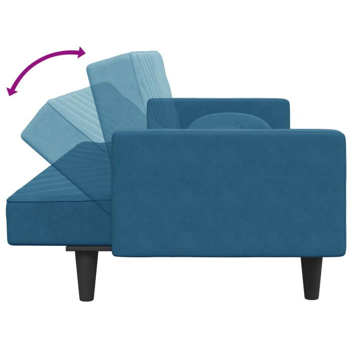 2 Piece Sofa Set With Pillows Blue Velvet Txolxli