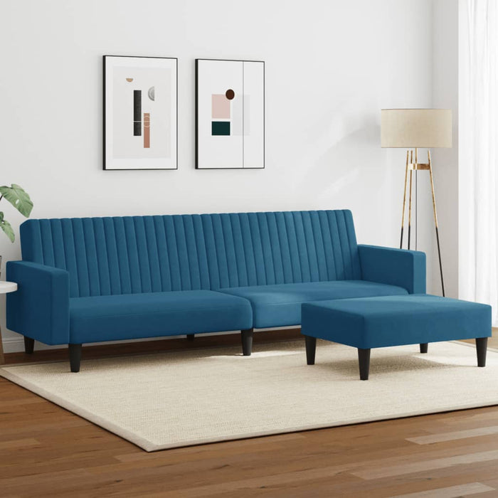 2 Piece Sofa Set Blue Velvet Txolxik