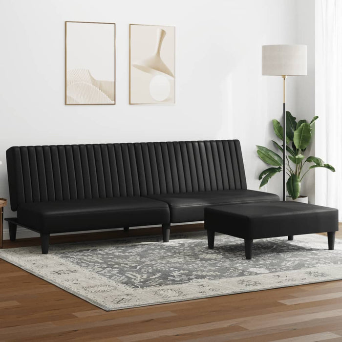 2 Piece Sofa Set Black Faux Leather Txolxnp