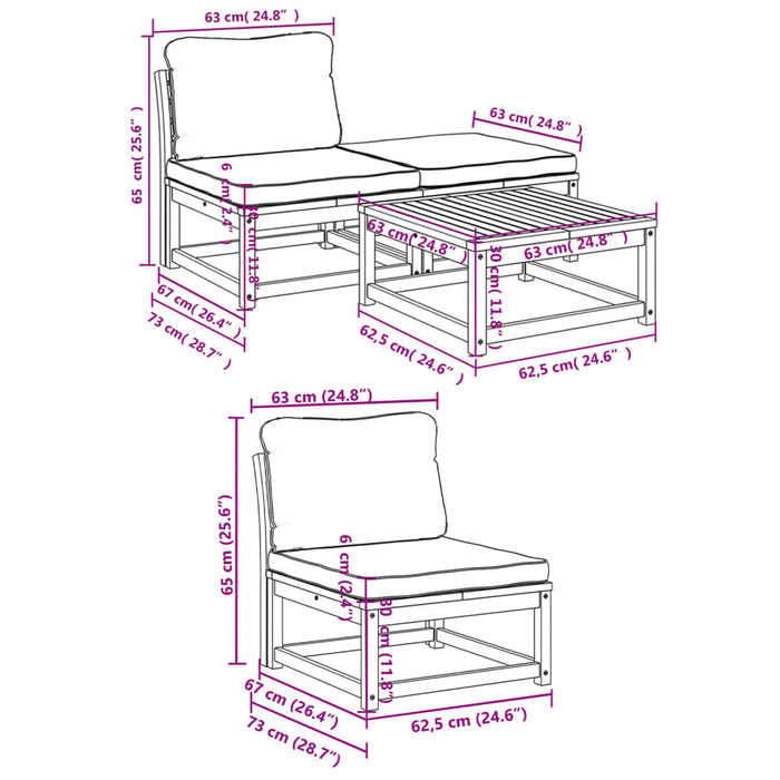 4 Piece Garden Lounge Set With Cushions Solid Wood Acacia Txoatxl