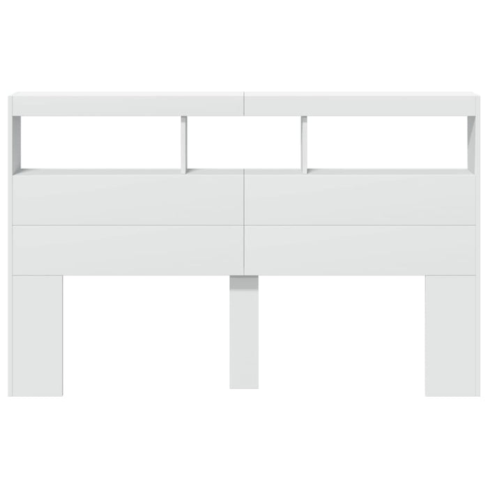 Queen Size Headboard Cabinet With Led White 160X17X102 Cm Ntkxbt