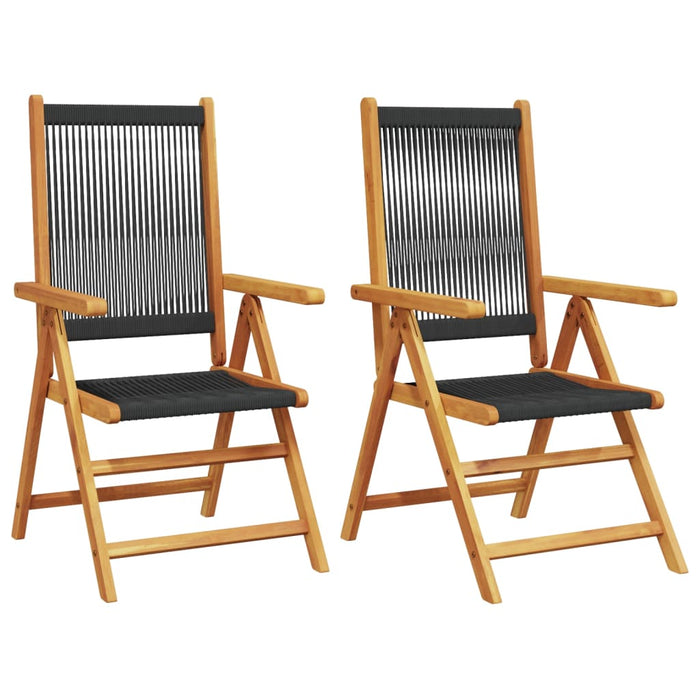 Garden Chairs 2 Pcs Black Solid Wood Acacia And Polypropylene Tlilpa