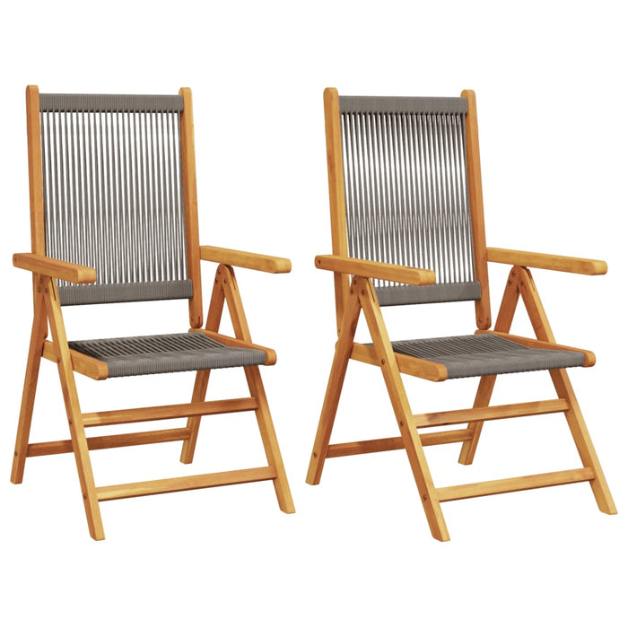 Garden Chairs 2 Pcs Grey Solid Wood Acacia And Polypropylene Tlilpp