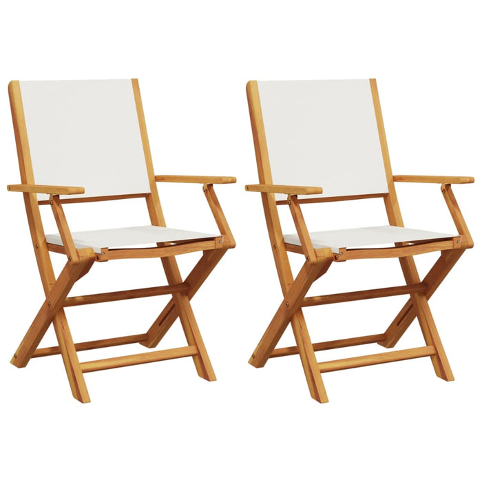 Garden Chairs 2 Pcs Cream White Solid Wood Acacia And Fabric Tlillk