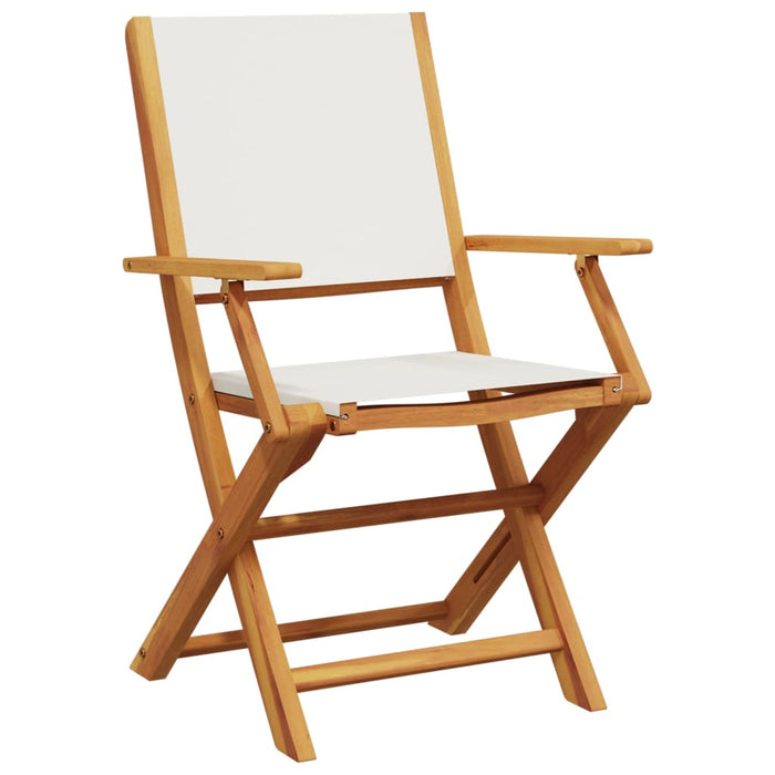 Garden Chairs 2 Pcs Cream White Solid Wood Acacia And Fabric Tlillk