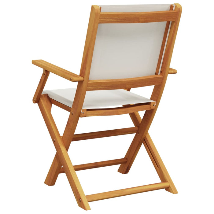 Garden Chairs 2 Pcs Cream White Solid Wood Acacia And Fabric Tlillk