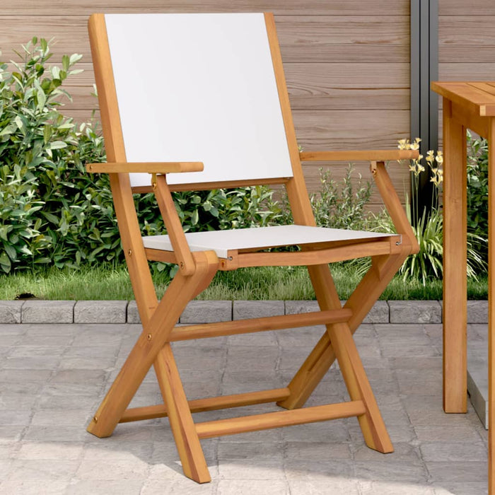 Garden Chairs 2 Pcs Cream White Solid Wood Acacia And Fabric Tlillk