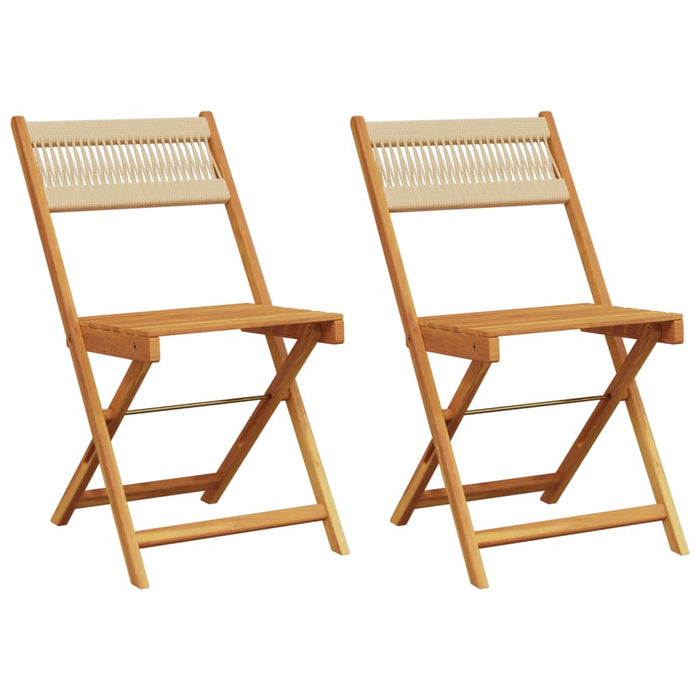 Bistro Chairs 2 Pcs Beige Solid Wood Acacia And Rope Tlilnb