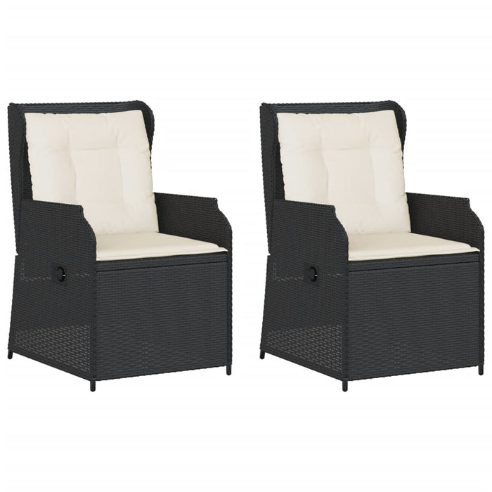 Reclining Garden Chairs 2 Pcs With Cushions Black Poly Rattan Tlnkko