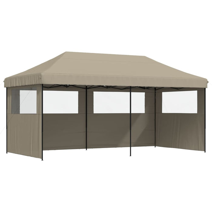 Foldable Party Tent Pop-Up With 3 Sidewalls Taupe Abbakal