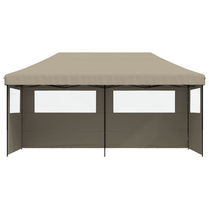 Foldable Party Tent Pop-Up With 3 Sidewalls Taupe Abbakal