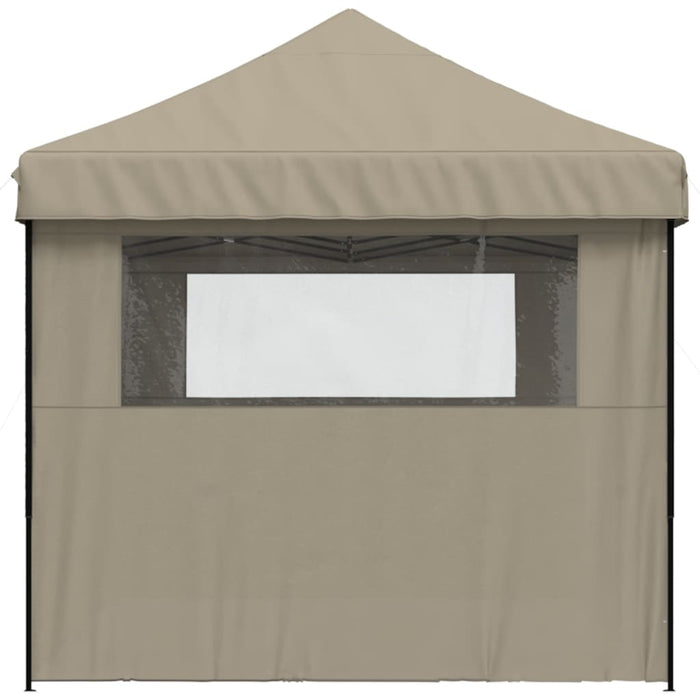 Foldable Party Tent Pop-Up With 3 Sidewalls Taupe Abbakal