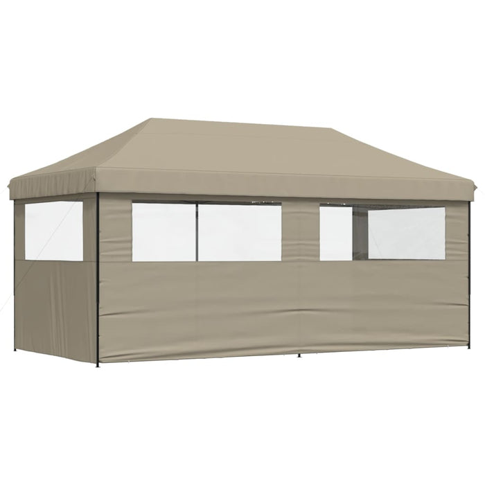 Foldable Party Tent Pop-Up With 3 Sidewalls Taupe Abbakal