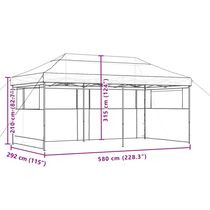 Foldable Party Tent Pop-Up With 3 Sidewalls Taupe Abbakal