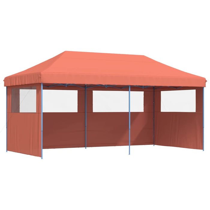 Foldable Party Tent Pop-Up With 3 Sidewalls Terracotta Abbakak