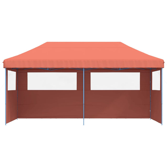 Foldable Party Tent Pop-Up With 3 Sidewalls Terracotta Abbakak