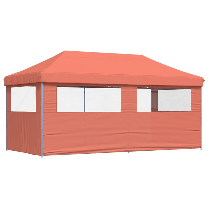 Foldable Party Tent Pop-Up With 3 Sidewalls Terracotta Abbakak