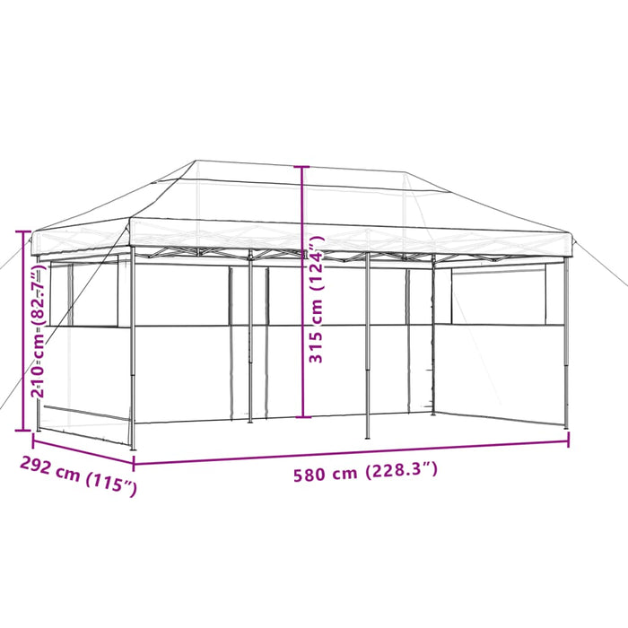 Foldable Party Tent Pop-Up With 3 Sidewalls Terracotta Abbakak