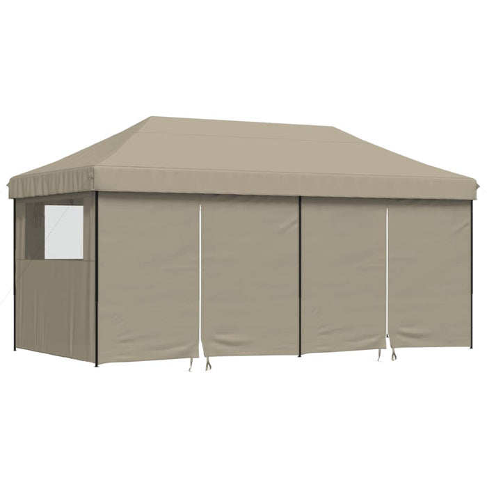 Foldable Party Tent Pop-Up With 4 Sidewalls Taupe Abbakpa