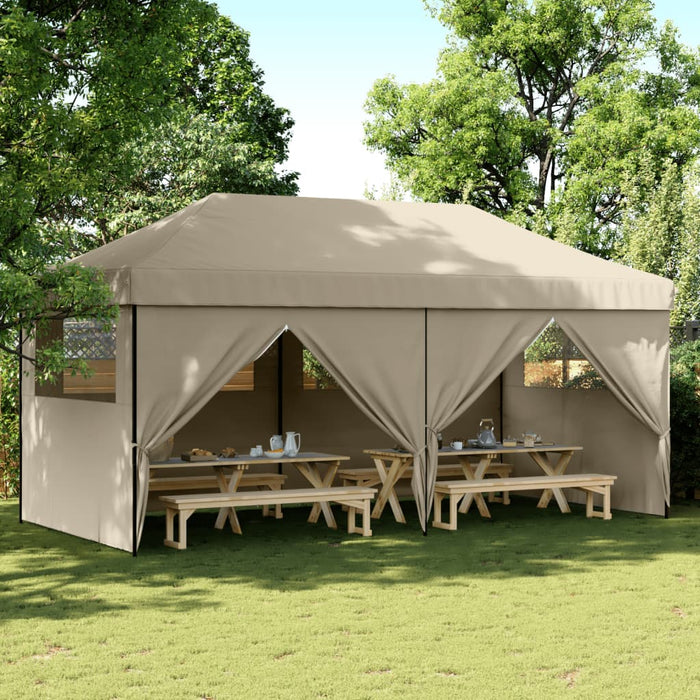 Foldable Party Tent Pop-Up With 4 Sidewalls Taupe Abbakpa