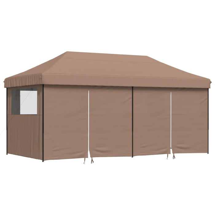 Foldable Party Tent Pop-Up With 4 Sidewalls Brown Abbakpl