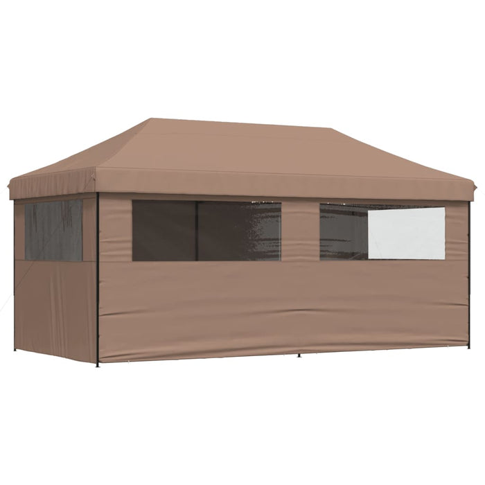 Foldable Party Tent Pop-Up With 4 Sidewalls Brown Abbakpl