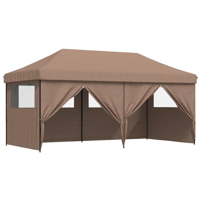 Foldable Party Tent Pop-Up With 4 Sidewalls Brown Abbakpl