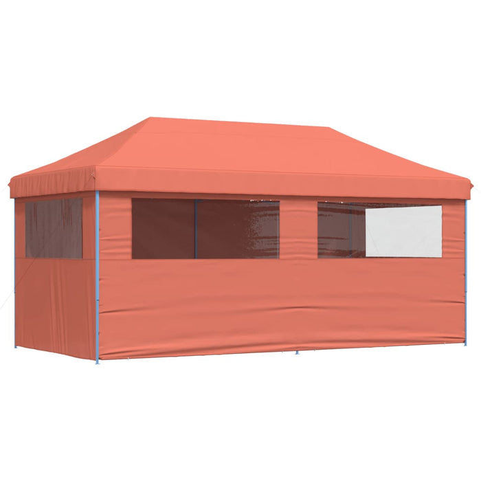 Foldable Party Tent Pop-Up With 4 Sidewalls Terracotta Abbakpi