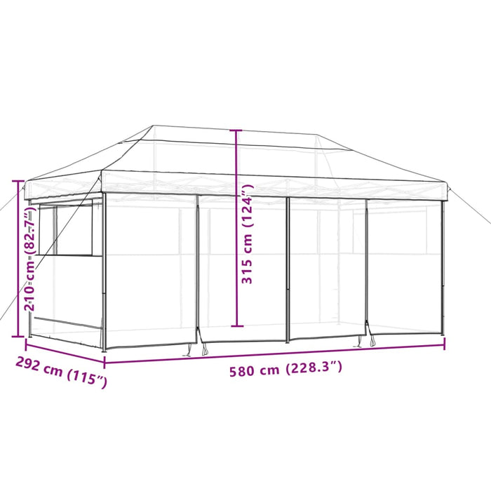 Foldable Party Tent Pop-Up With 4 Sidewalls Terracotta Abbakpi