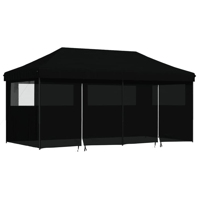 Foldable Party Tent Pop-Up With 4 Sidewalls Black Abbakpn