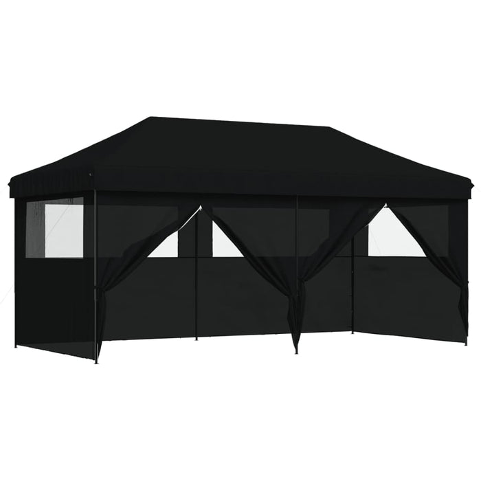 Foldable Party Tent Pop-Up With 4 Sidewalls Black Abbakpn