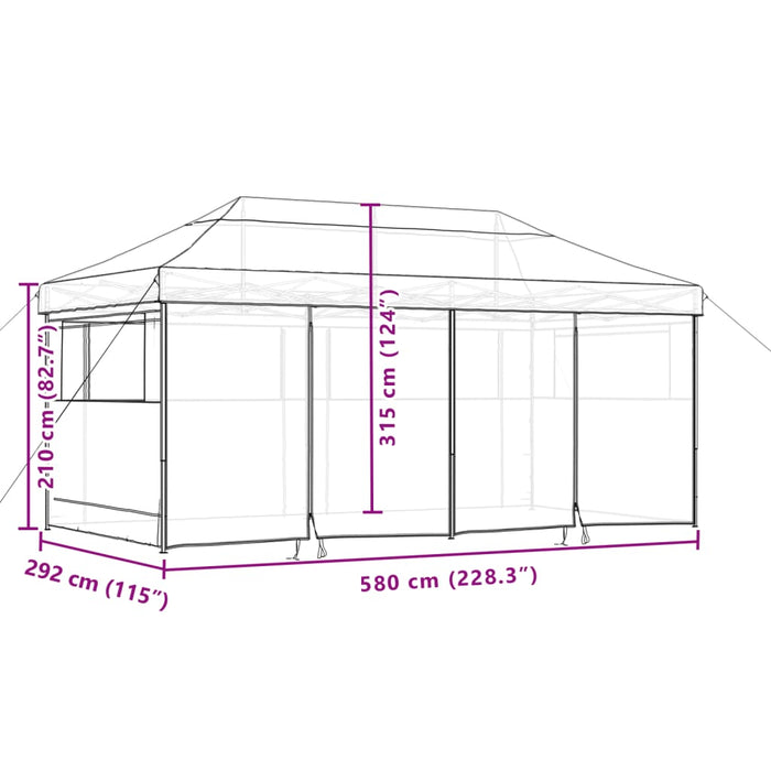 Foldable Party Tent Pop-Up With 4 Sidewalls Black Abbakpn