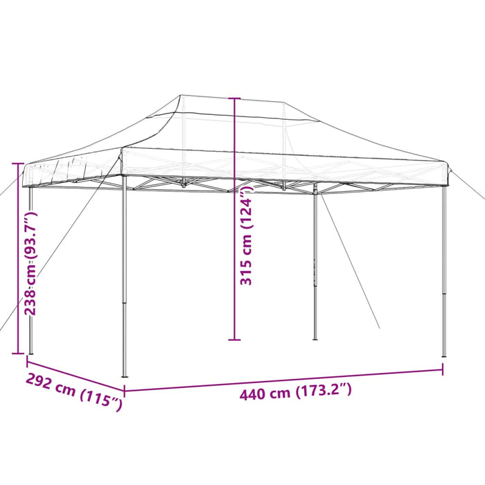 Foldable Party Tent Pop-Up Brown 440X292X315 Cm Abbakla