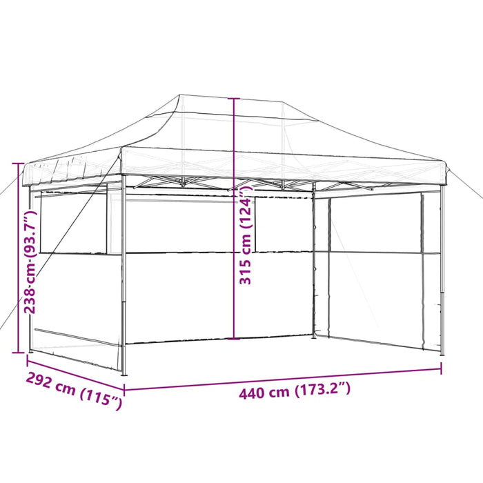 Foldable Party Tent Pop-Up With 3 Sidewalls Green Abbakln