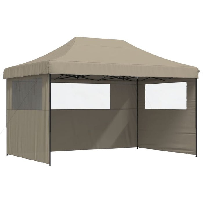 Foldable Party Tent Pop-Up With 3 Sidewalls Taupe Abbakib