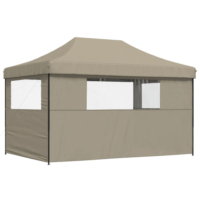 Foldable Party Tent Pop-Up With 3 Sidewalls Taupe Abbakib