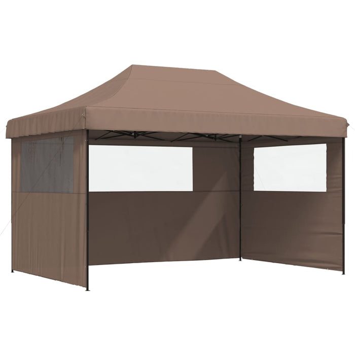 Foldable Party Tent Pop-Up With 3 Sidewalls Brown Abbakix