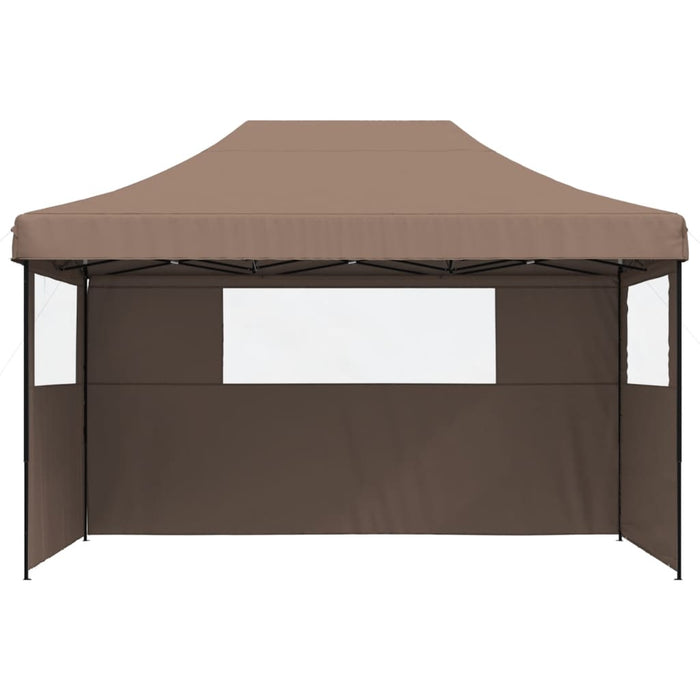 Foldable Party Tent Pop-Up With 3 Sidewalls Brown Abbakix