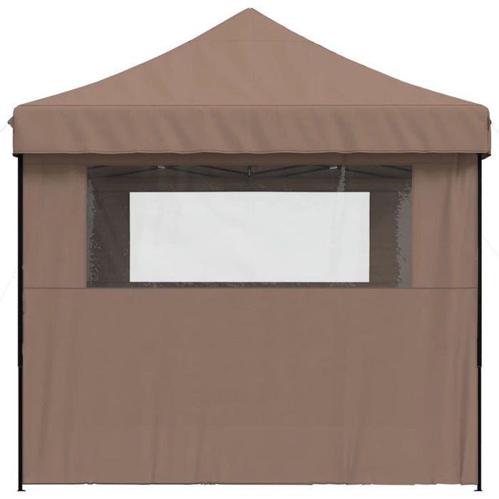 Foldable Party Tent Pop-Up With 3 Sidewalls Brown Abbakix