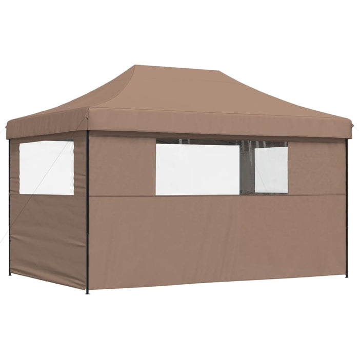 Foldable Party Tent Pop-Up With 3 Sidewalls Brown Abbakix