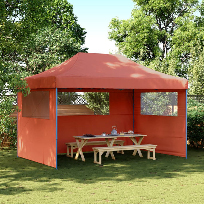 Foldable Party Tent Pop-Up With 3 Sidewalls Terracotta Abbakit